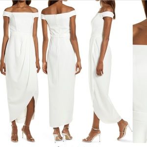 Nordstrom Xcape Off the Shoulder Wrap Scuba Crepe Gown